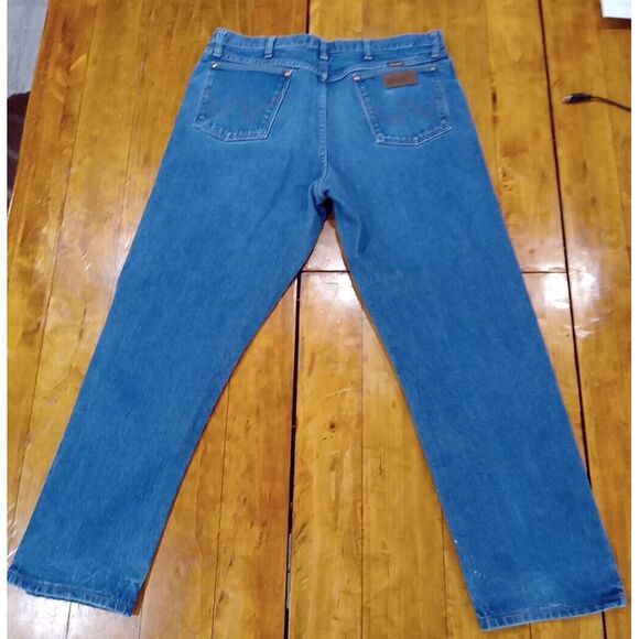 Wrangler Men Jeans Sz 36x32 Relaxed Fit Cotton Straight Leg Dark Wash Denim Blue - Picture 11 of 11